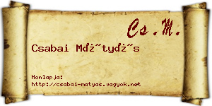 Csabai Mátyás névjegykártya